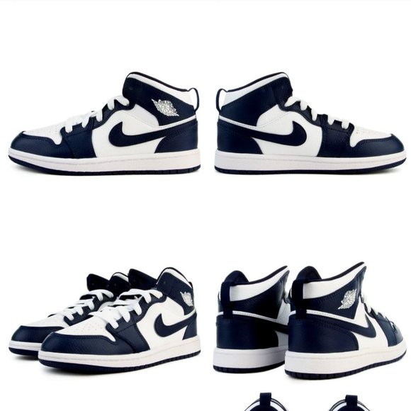 Jordan 1 Mid White Metallic Gold Obsidian